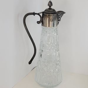 Falstaff | Antique Cut Glass Silver Plated Lid Wine Decanter Bacchus Spout